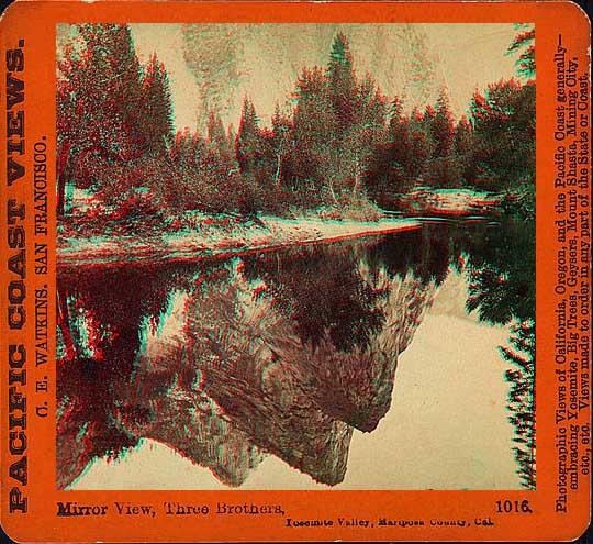 A photo of a mirror view of The Three Brothers