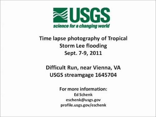 video thumbnail: Time Lapse Photography of Tropical Storm Lee Flooding (near streamgage 1645704)