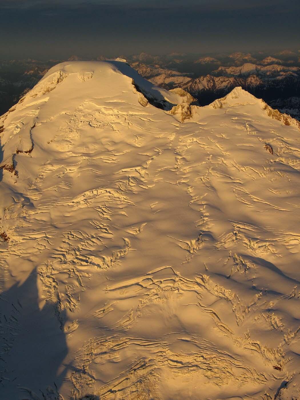 Deming Glacier and Mount Baker summit, Washington. View to the nor...