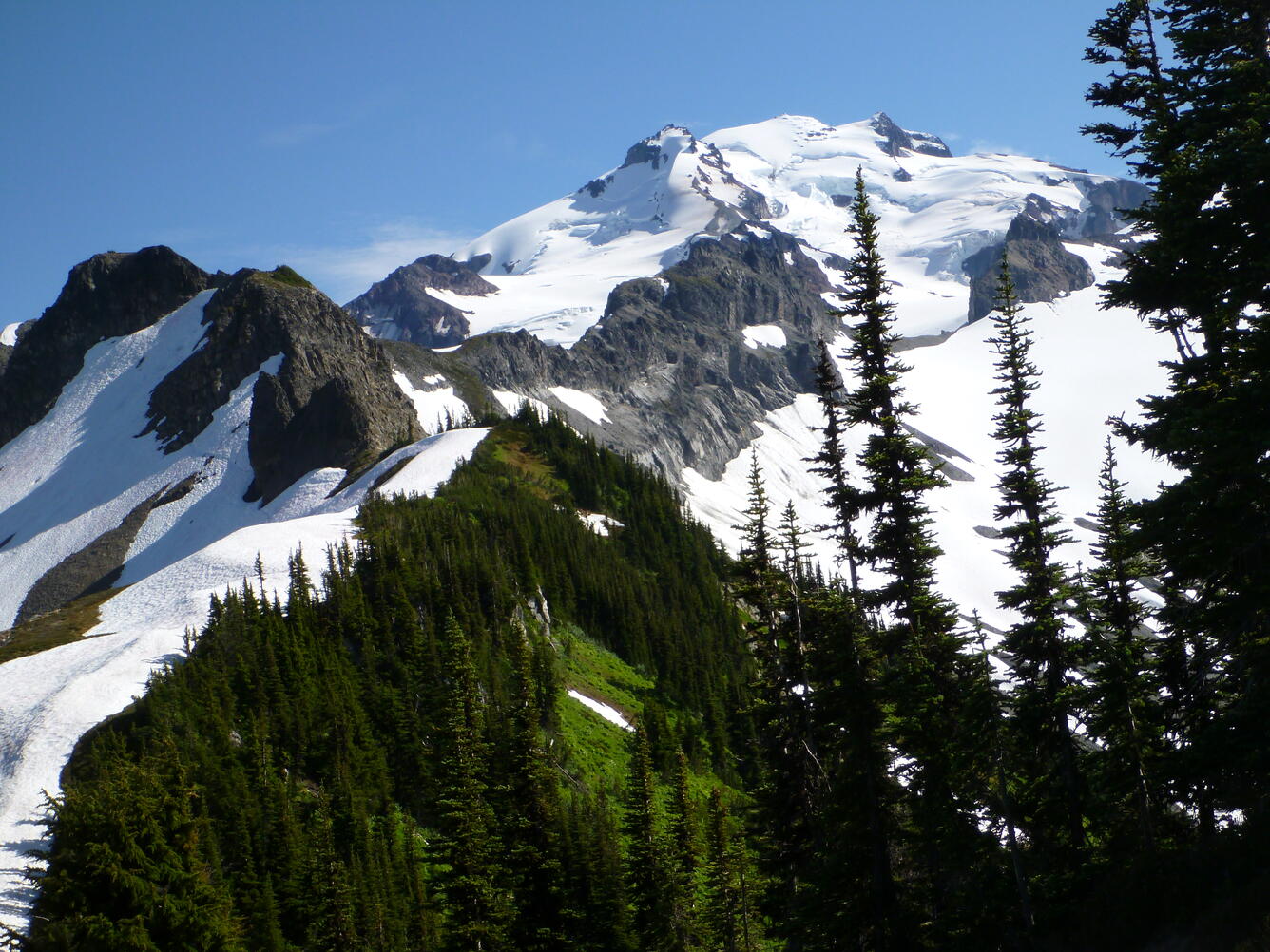 Exposed rock ridges are thick Pleistocene lava flows that were conf...