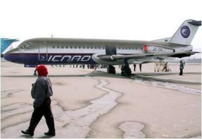 Ash Covered Jet at Quito's International Airport...
