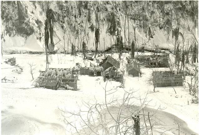Ash collapses a roof, Galunggung, Indonesia. ...
