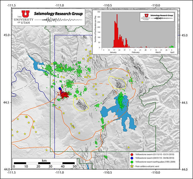 Jan-Feb 2010 earthquake swarm map, Yellowstone National Park...