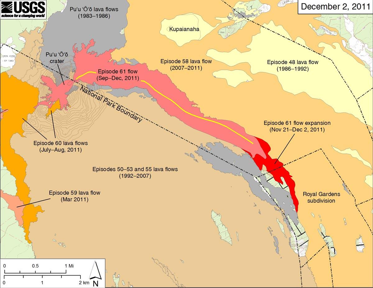 Pu‘u ‘Ō‘ō and Episode 61 flow field: December 2, 2011...