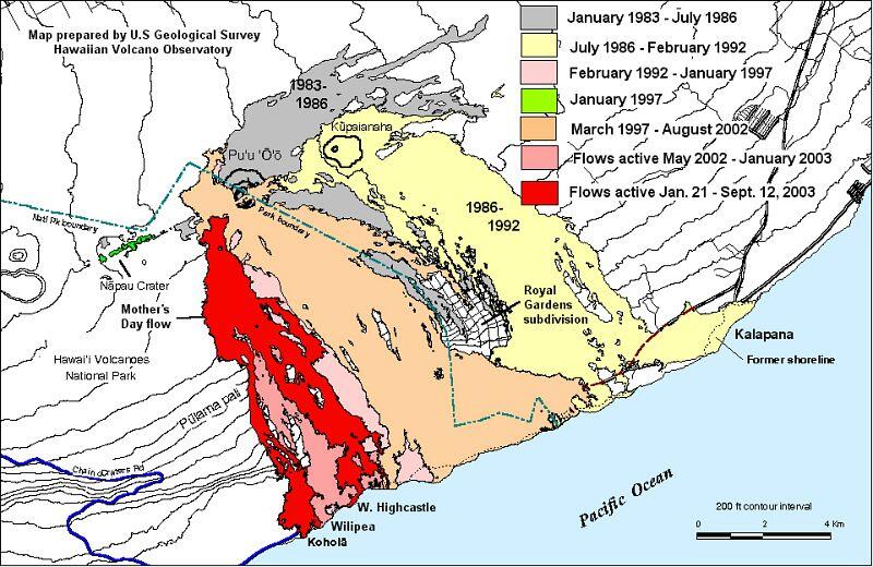 Map of flows from Pu‘u ‘Ō‘ō: September 12, 2003...