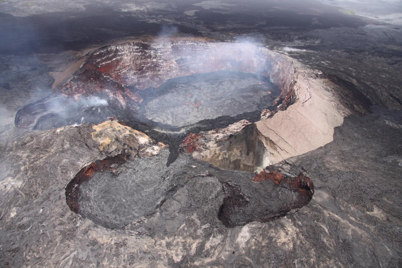 An hour later, the lava had risen high enough to spill over the pon...