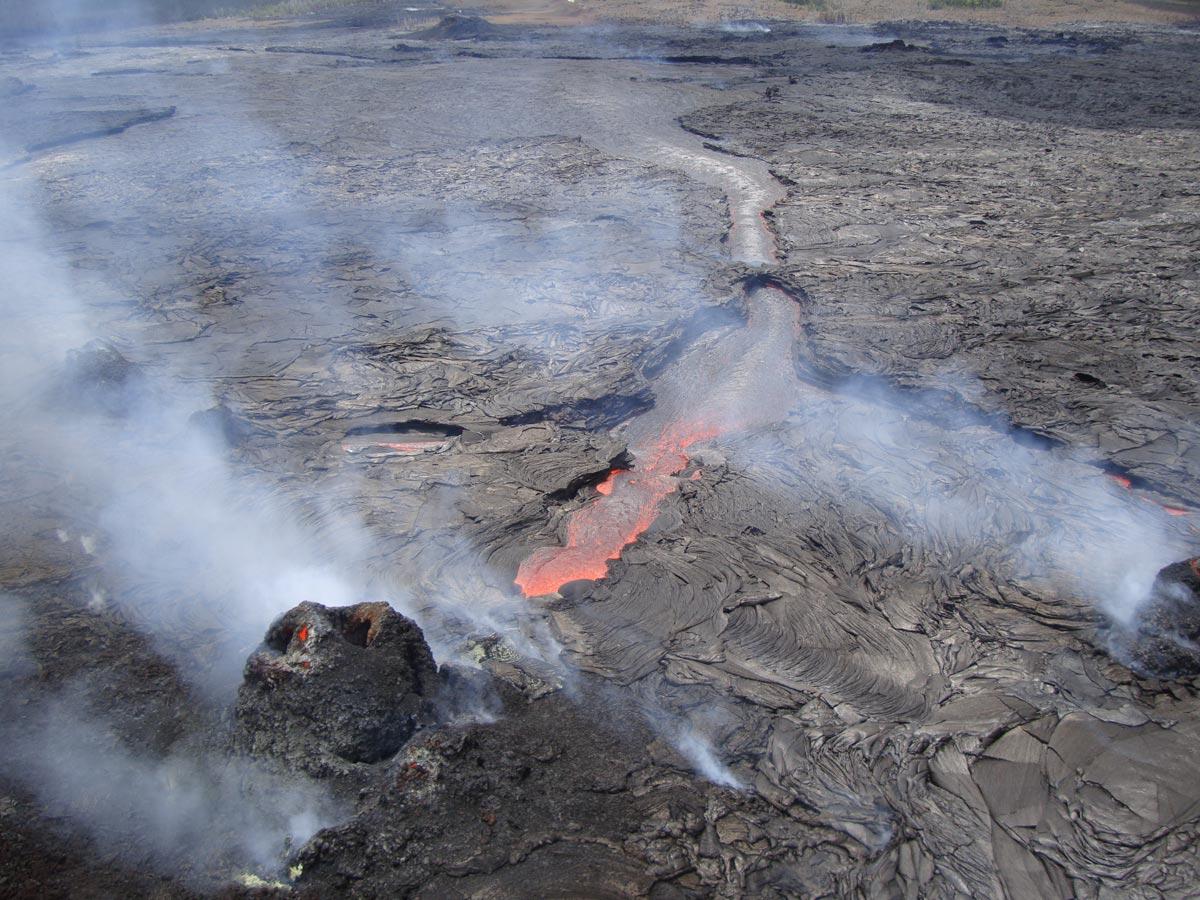 One of the more vigorous vents, in the lower left, is topped by a t...