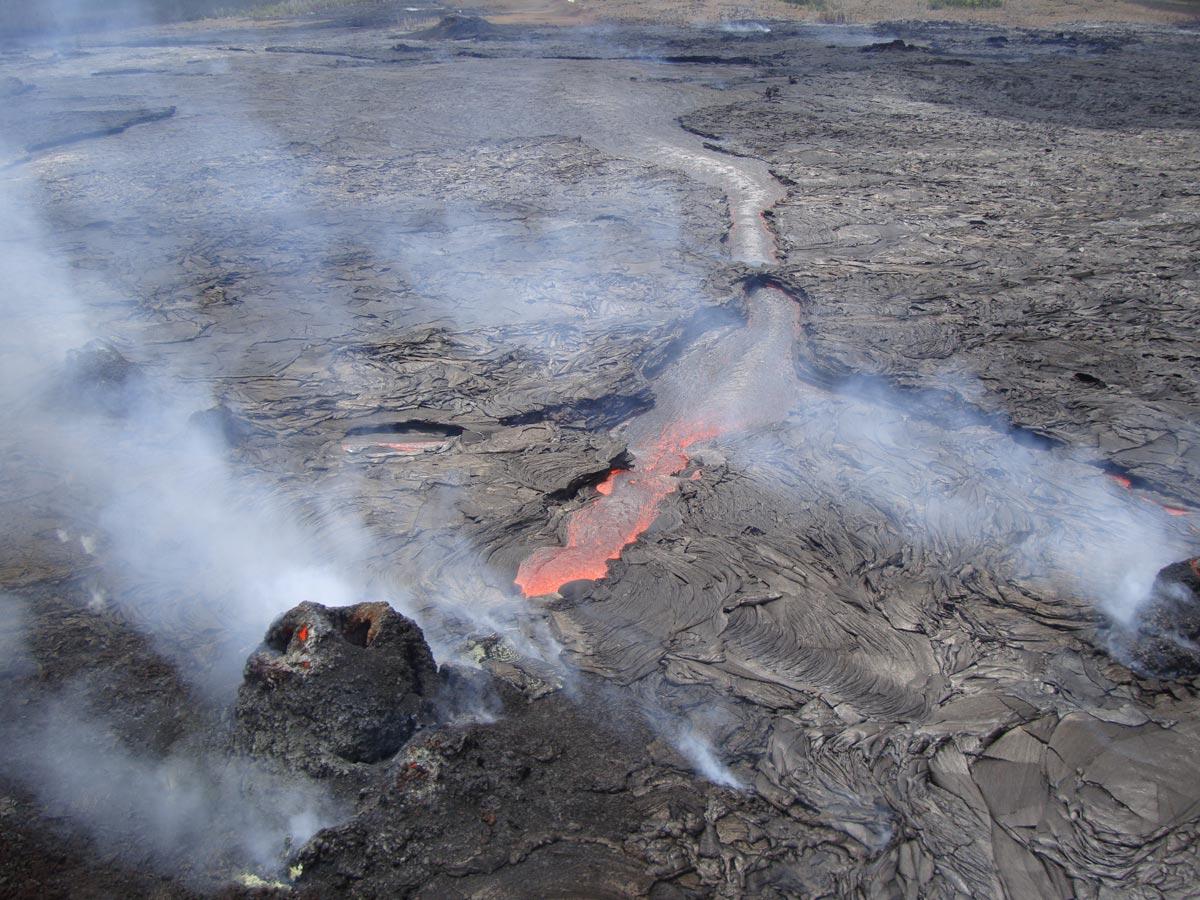 One of the more vigorous vents, in the lower left, is topped by a t...