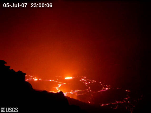 Preview image for video: Lava lake draining event during Pu‘u ‘Ō‘ō ...