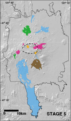 Map showing areas of MLV covered by lavas of the fifth eruptive int...