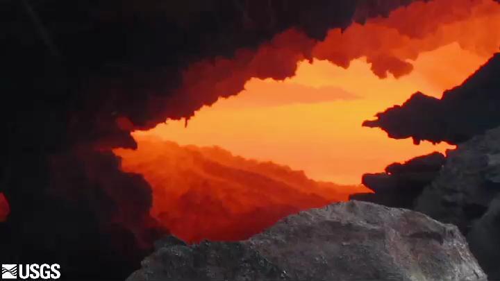 Preview image for video: Movie showing flowing lava through a skyli...