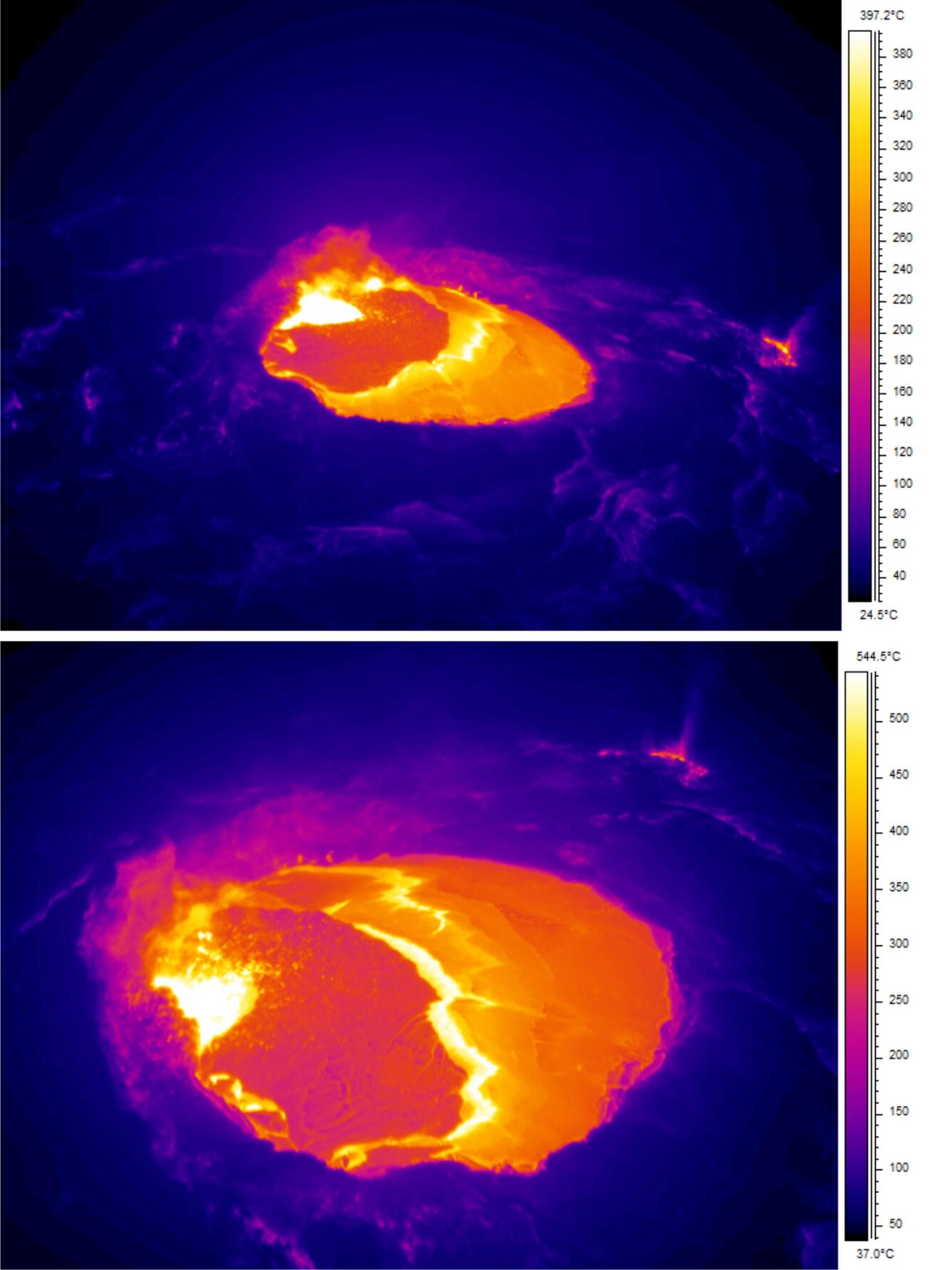 Thermal images of small lava lake in Pu‘u ‘Ō‘ō...