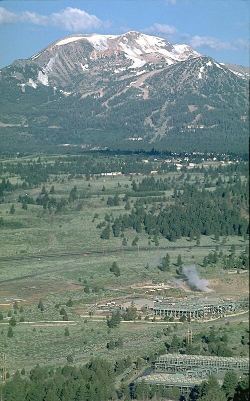 East-facing slope of Mammoth Mountain with Casa Diablo geothermal f...