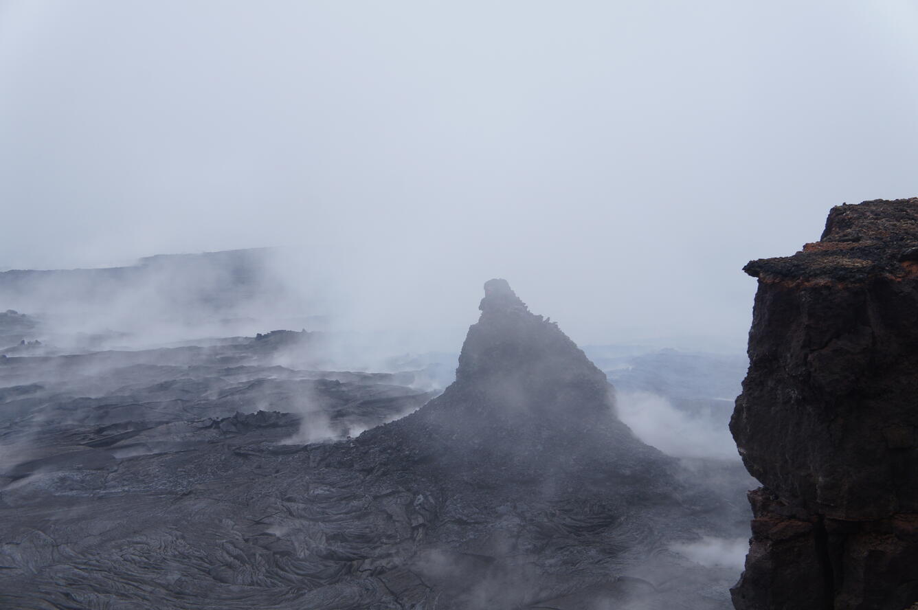 This is a closer look at the spatter cone on the northwest side of ...