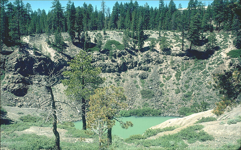 South Inyo Crater with lake in crater.