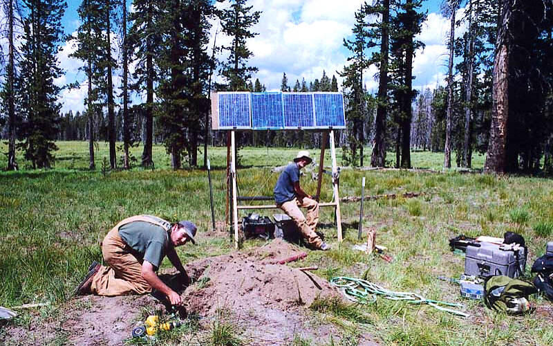 Installation of a broadband seismometer, Yellowstone National Park...