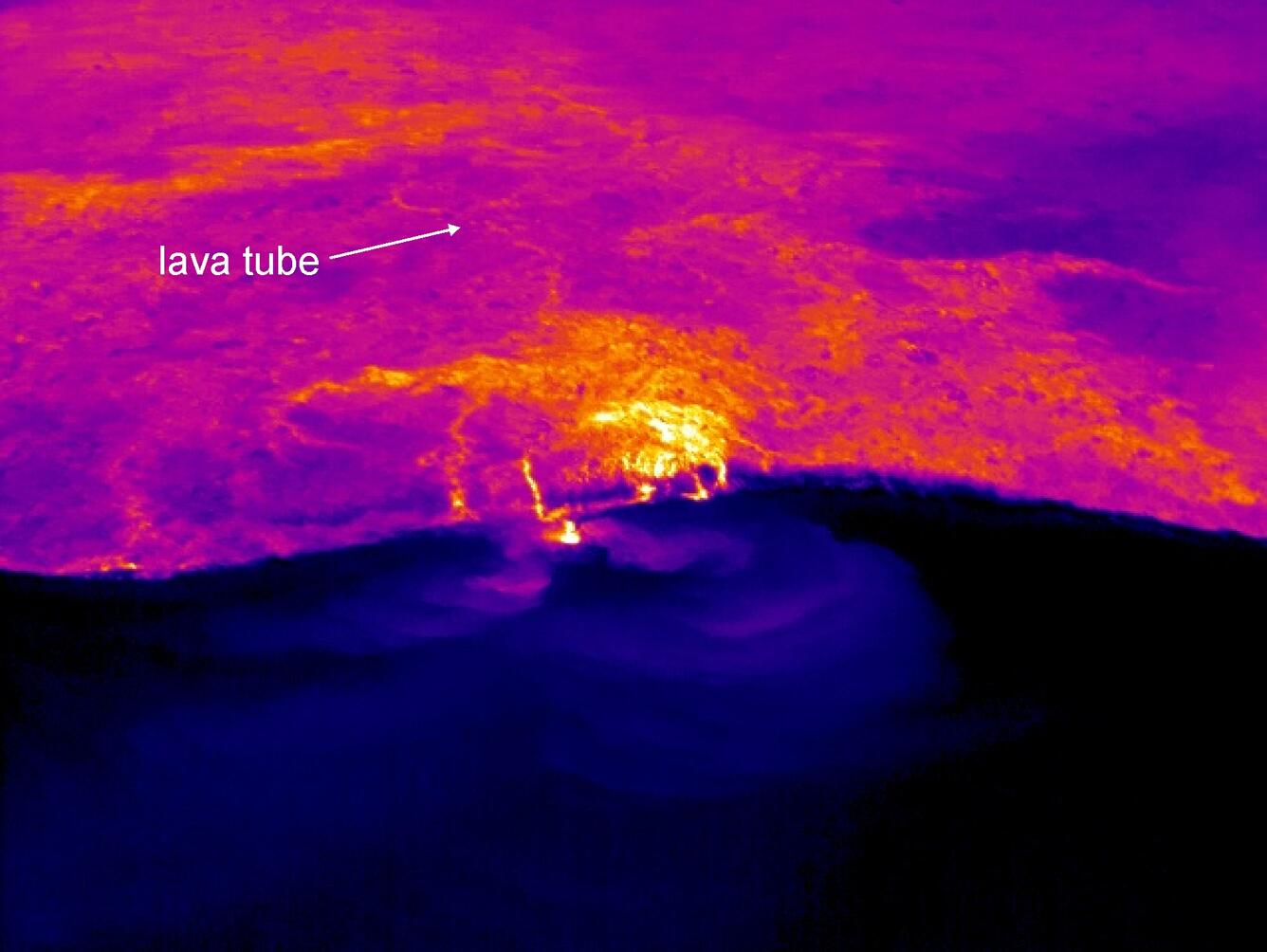 This thermal image shows the eastern ocean entry at Kupapa‘u Point....