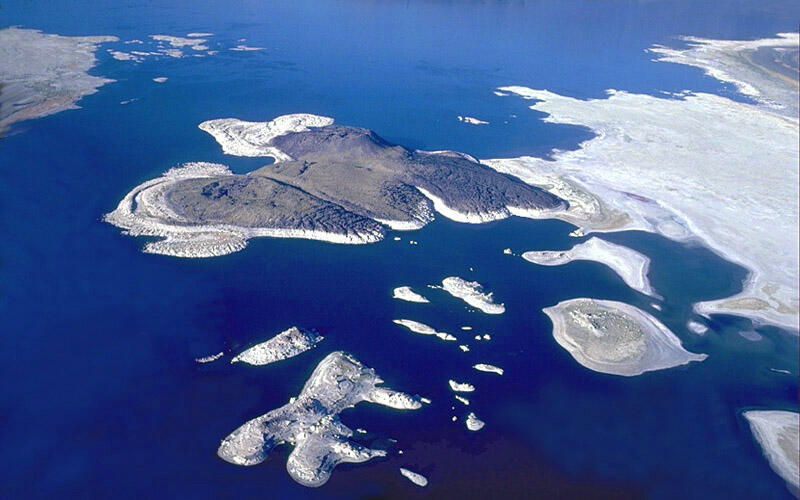 Negit Island in Mono Lake, California....