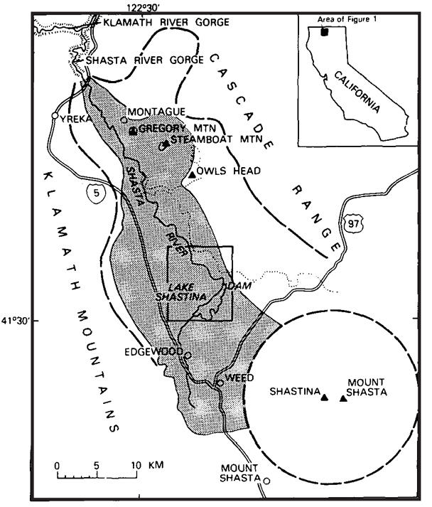 Sketch map of Shasta Valley debris-avalanche deposit (shaded). ...