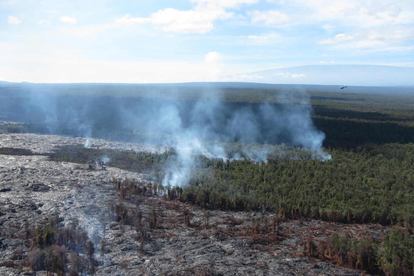 Kahauale‘a 2 flow still active in forest northeast of Pu‘u ‘Ō‘ō...