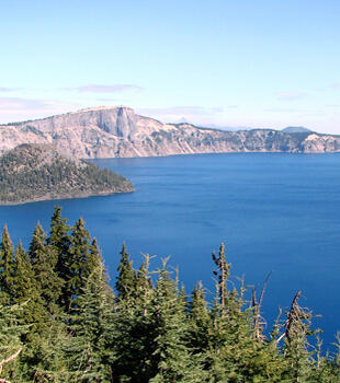 Crater Lake and Wizard Island, Oregon...