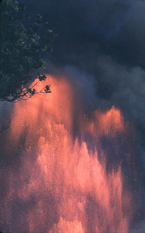 Lava fountain during peak height, Kīlauea Iki eruption, Kīlauea Vol...