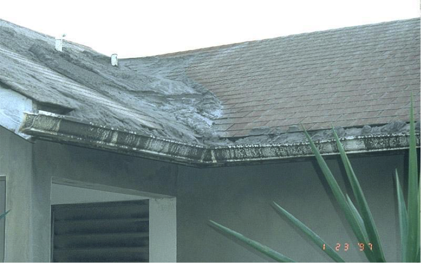 Ashfall non structural roof damage...