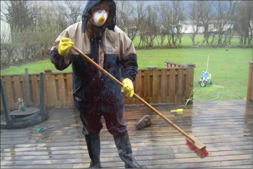 Protective facemask to prevent inhalation from ash during cleanup...