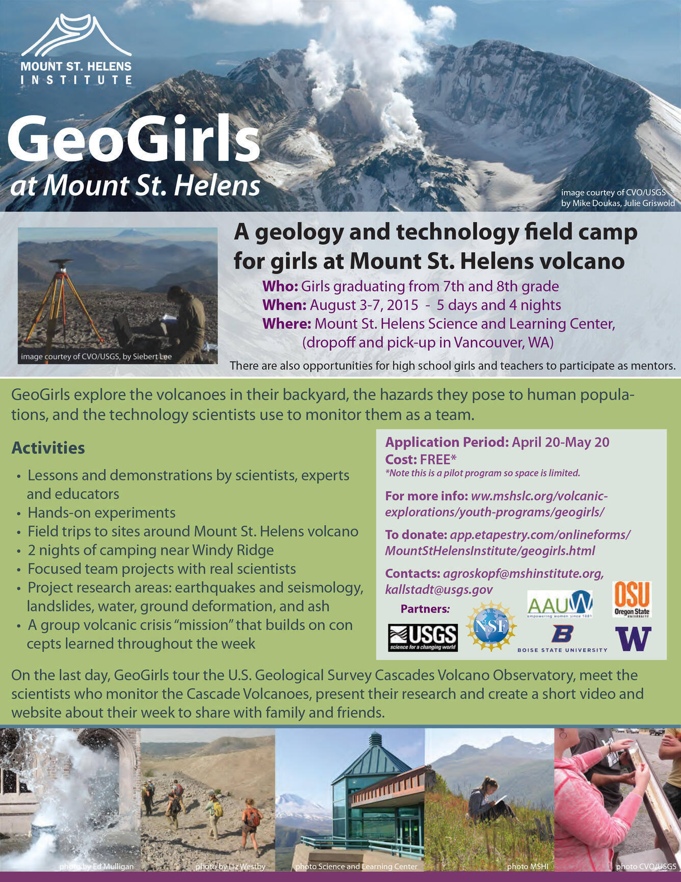 GeoGirls: Geology and technology field camp at Mount St. Helens....
