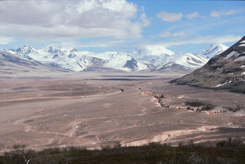 View southeast up the Valley of Ten Thousand Smokes in Katmai Nati...