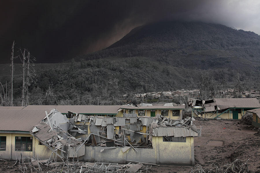 Sinabung partial roof collapse...