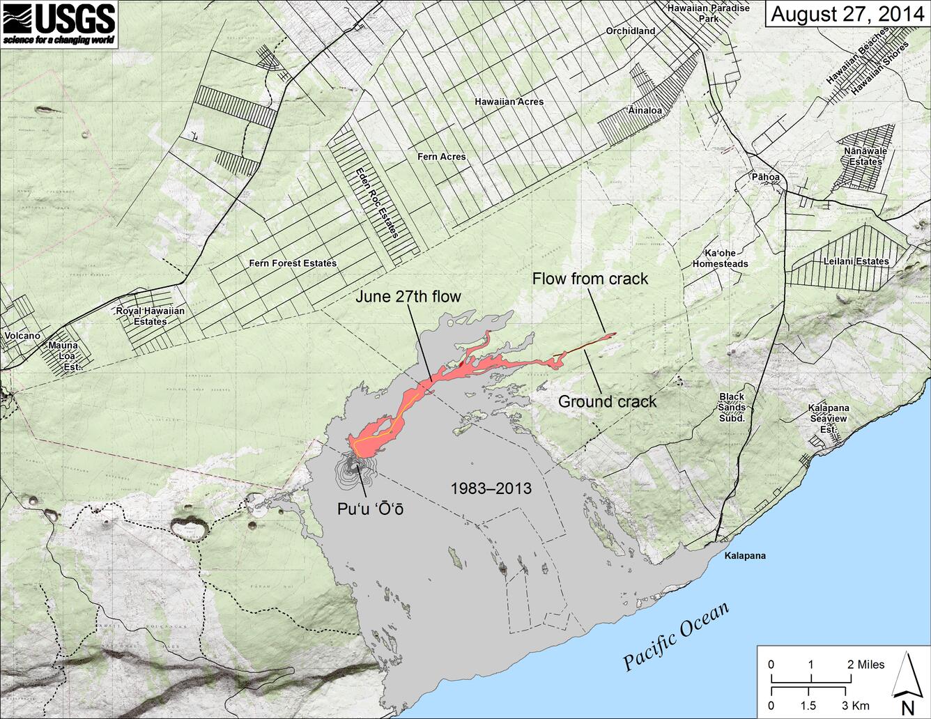 Map of June 27th flow in Kīlauea's ERZ...