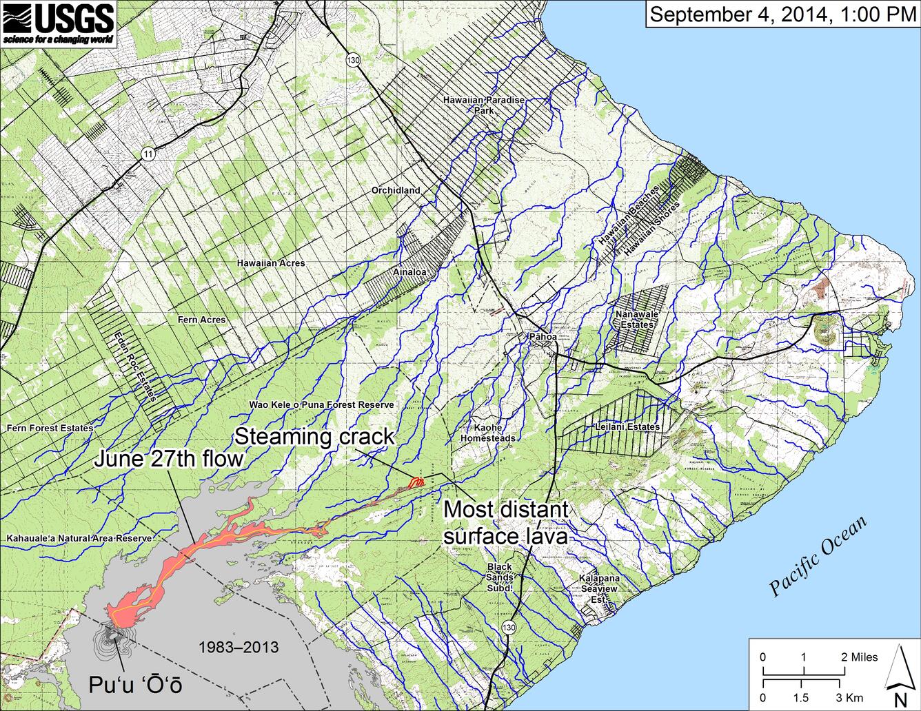 Small-scale map of June 27th flow in Kīlauea's ERZ...