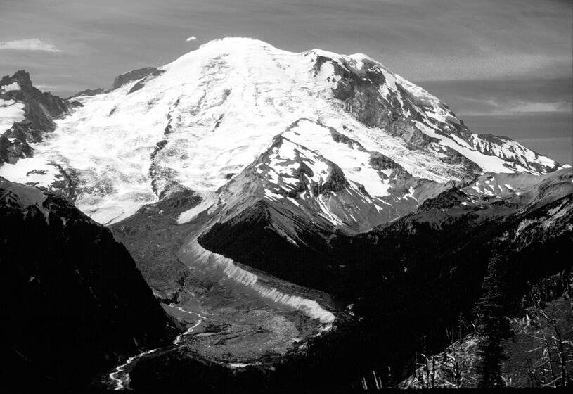 Emmons Glacier at Mount Rainier, Washington from the Northeast....