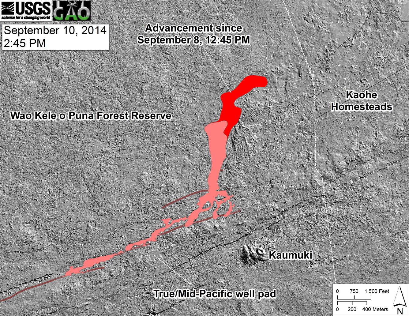 Shaded-relief map of East Rift Zone near flow front...