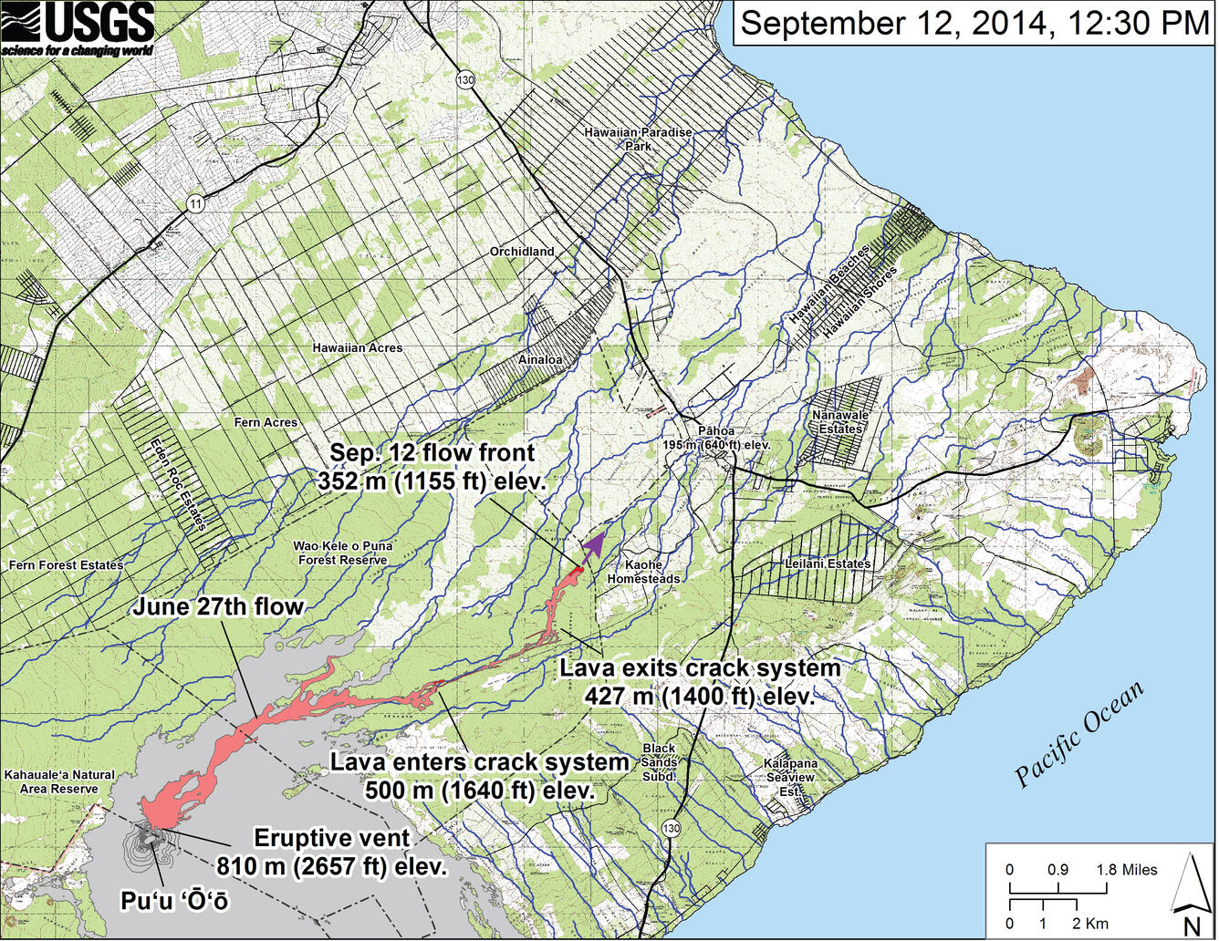 Small-scale map of Kīlauea's ERZ flow field...