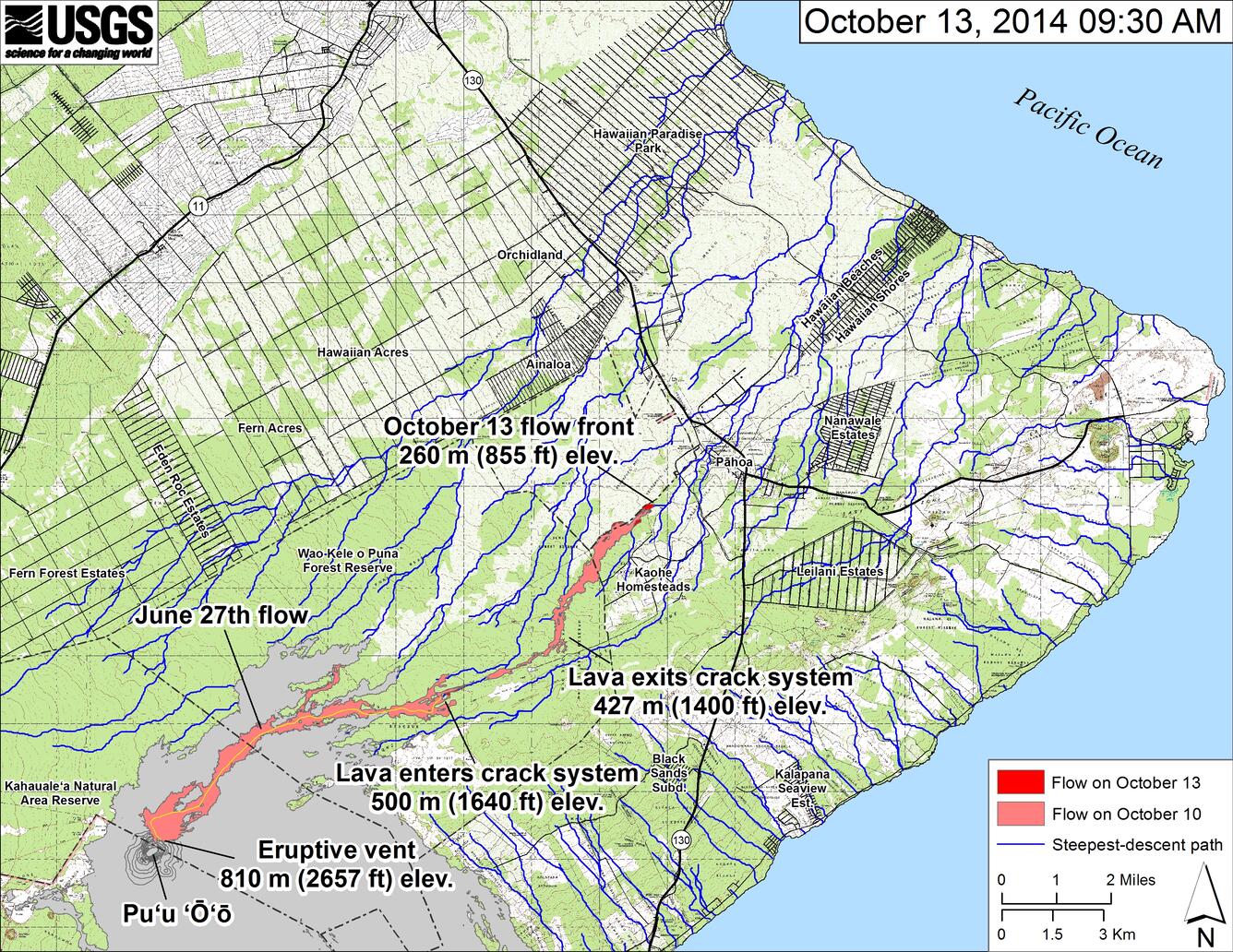 Small-scale map of June 27th flow in Kīlauea's East Rift Zone...