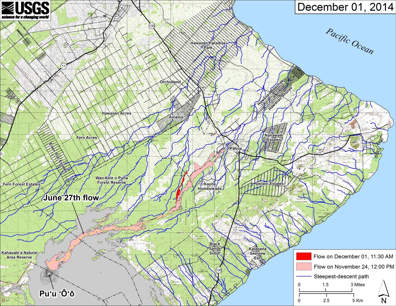 Small-scale map of June 27th flow in Kīlauea's East Rift Zone...