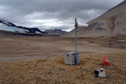 Seismic station KCE in Katmai Pass, Valley of Ten Thousand Smokes, ...