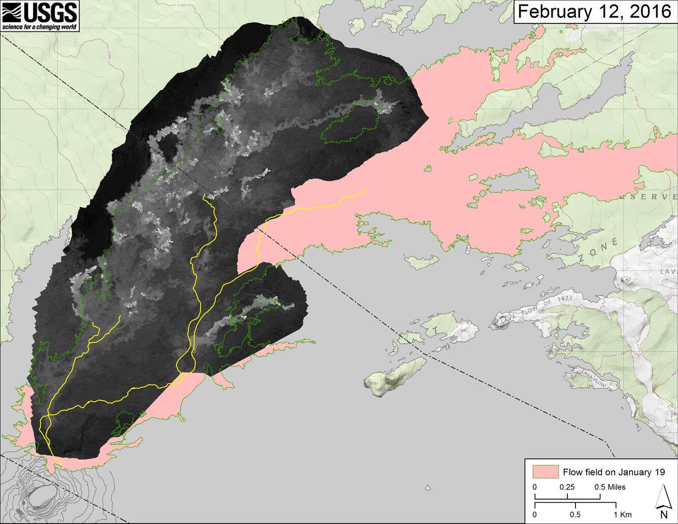 Large-scale map with thermal overlay showing active flows...