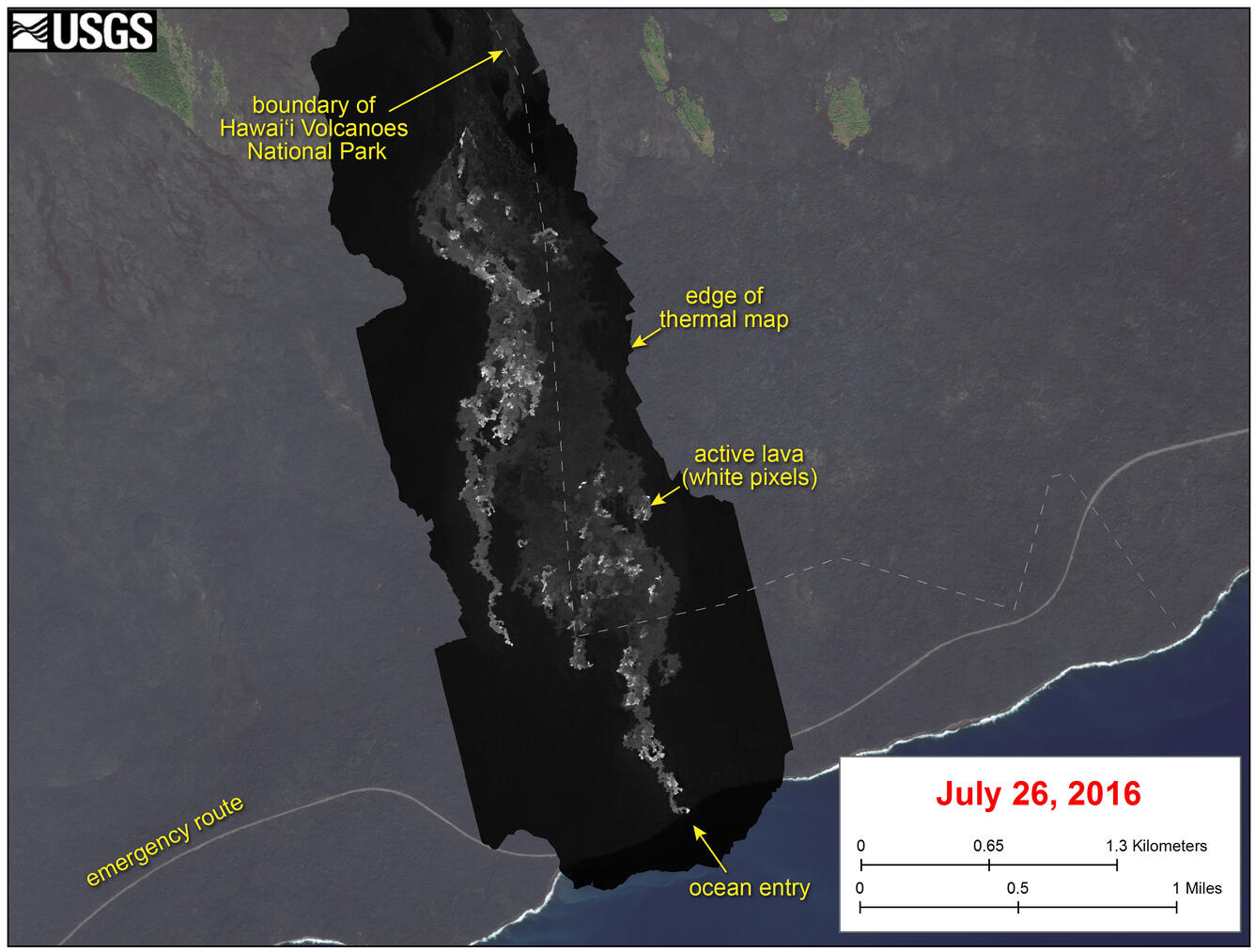 Thermal map of lava flow...