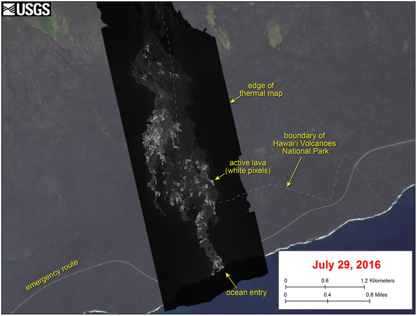 Thermal map of lava flow...