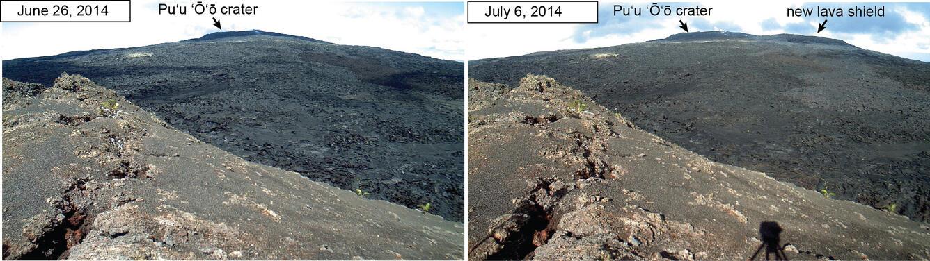 A new lava shield is being built on Pu‘u ‘Ō‘ō...