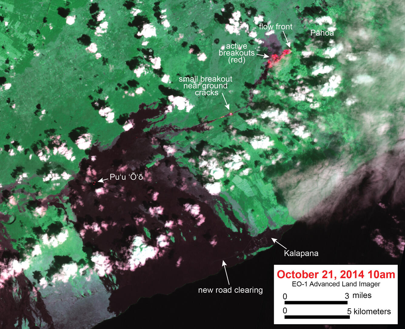 Satellite image shows update on flow activity...