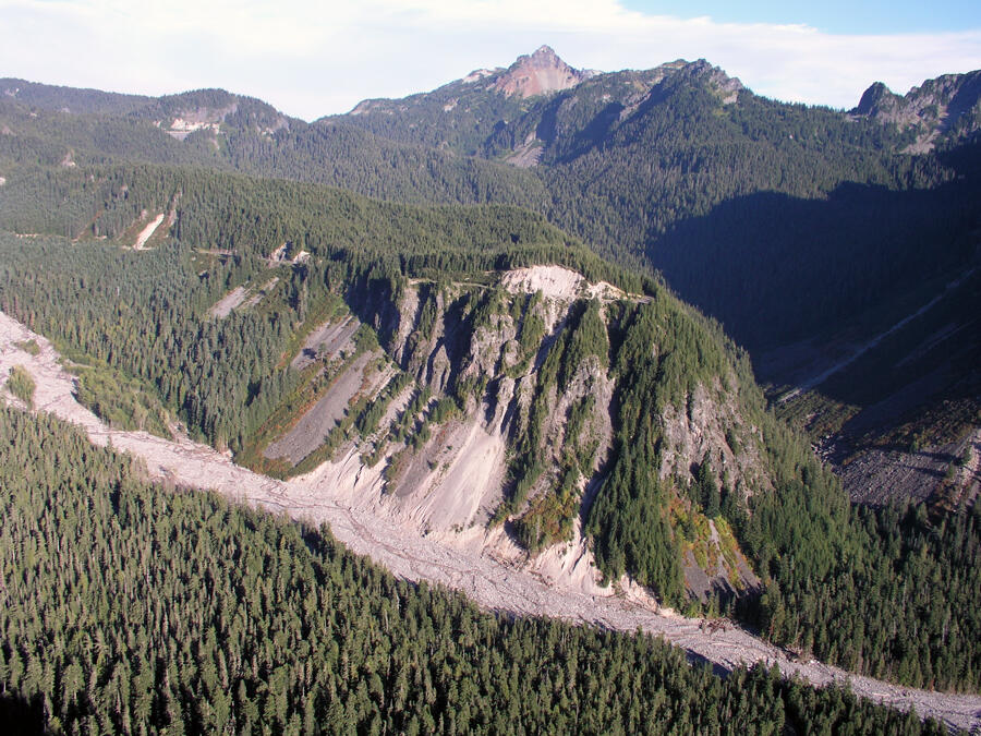 Ricksecker Point lava flow (the ridge in the center of the photo) e...