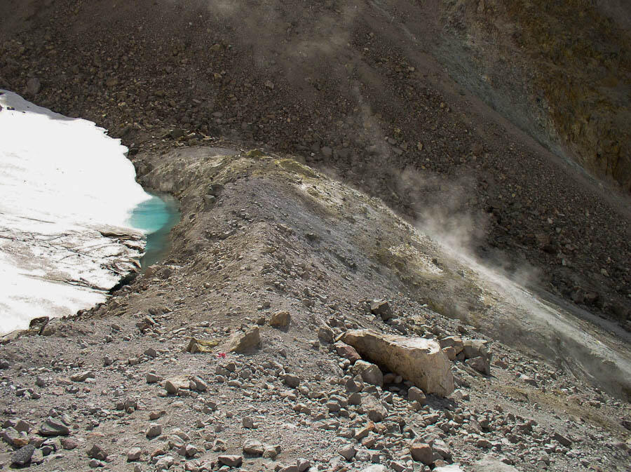 Terminus of the Coalman Glacier at Devils Kitchen on Mt. Hood, Oreg...