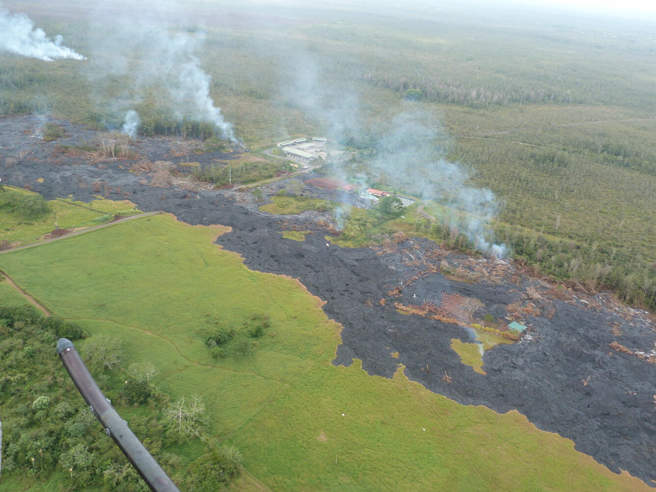 Helicopter view looking west across the lower part of the June 27th...