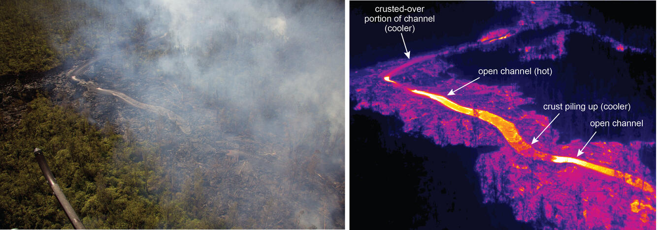 A comparison of a normal photograph with a thermal image of the nar...