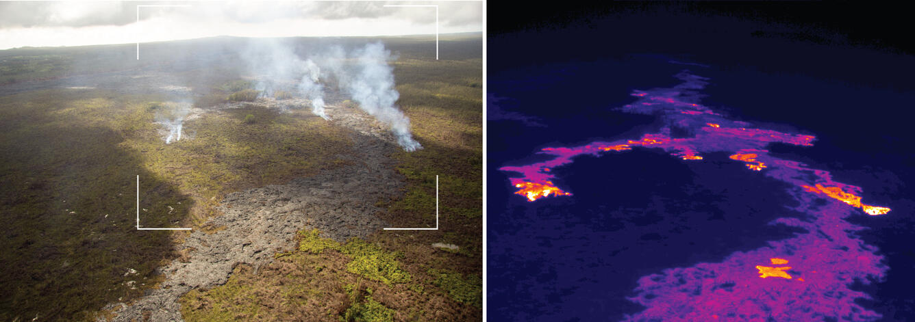 In addition to active surface lava at the leading tip of the flow, ...