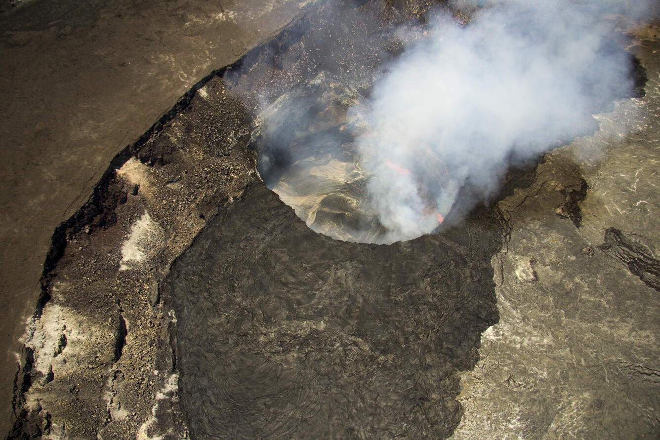 Summit lava lake at Halema‘uma‘u at relatively low level...